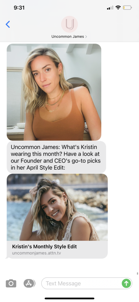 Uncommon James Text Message Marketing Example - 04.03.2021