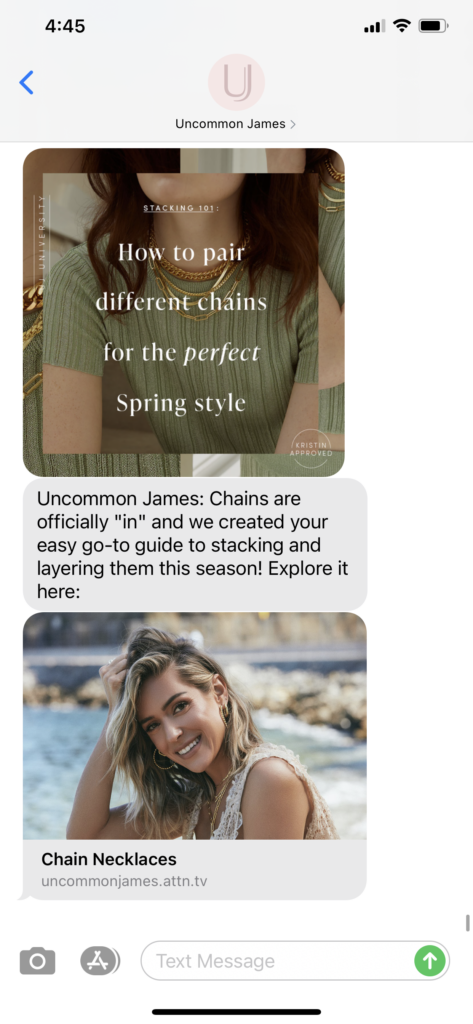 Uncommon James Text Message Marketing Example - 04.05.2021