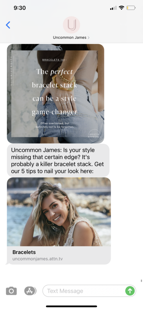 Uncommon James Text Message Marketing Example - 04.10.2021