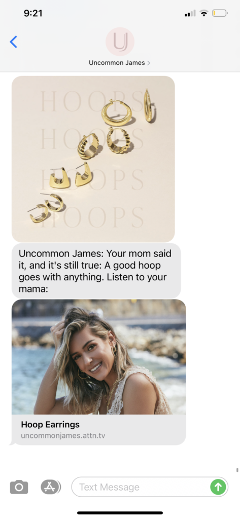 Uncommon James Text Message Marketing Example - 04.12.2021