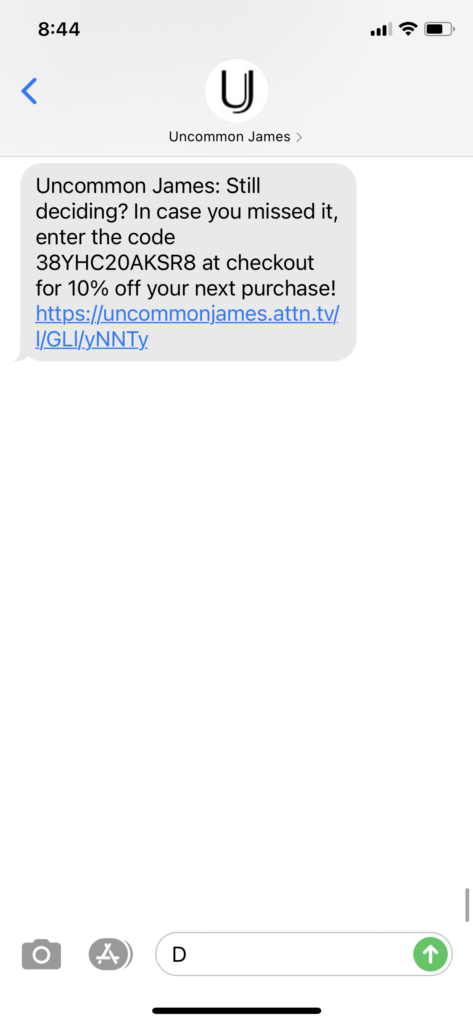 Uncommon James Text Message Marketing Example - 04.17.2021