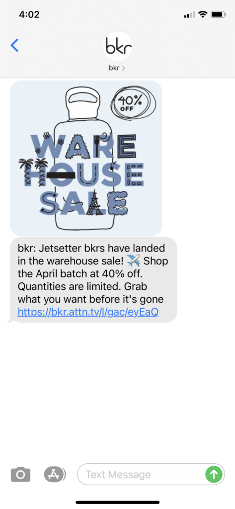 bkr Text Message Marketing Example - 04.01.2021