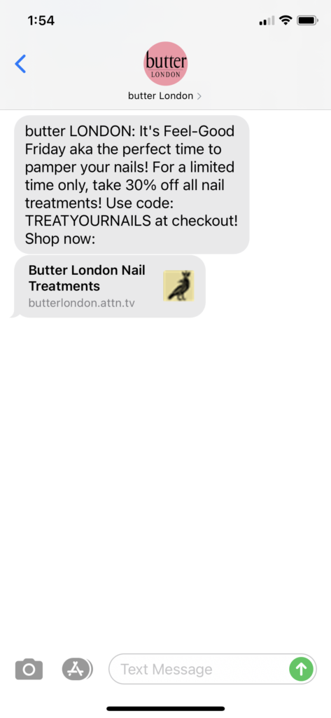 butter London Text Message Marketing Example - 04.02.2021