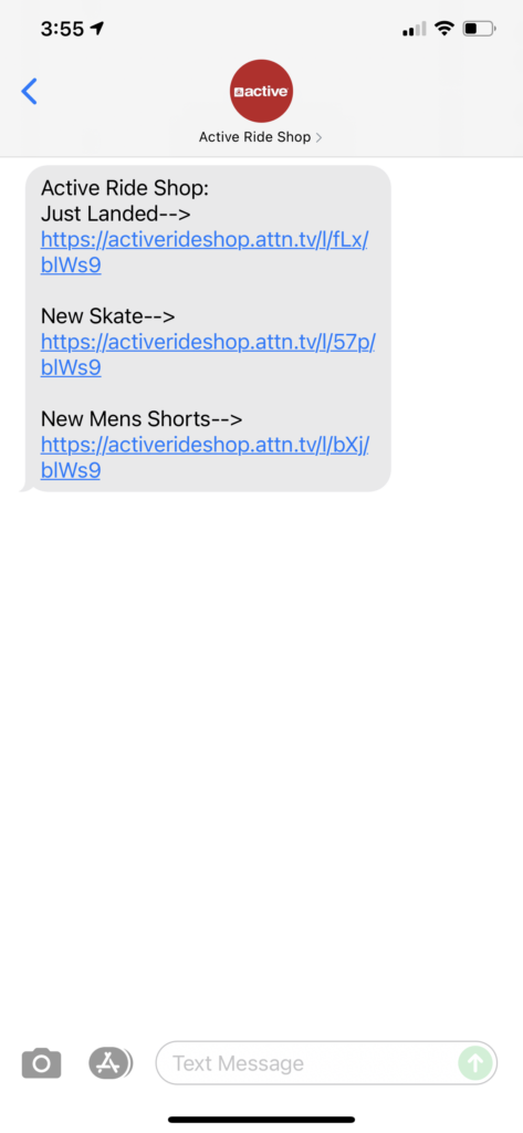 Active Ride Shop Text Message Marketing Example - 04.17.2021