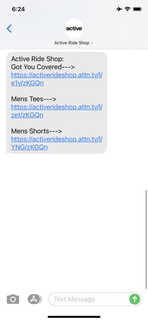 Active Ride Shop Text Message Marketing Example - 05.22.2021
