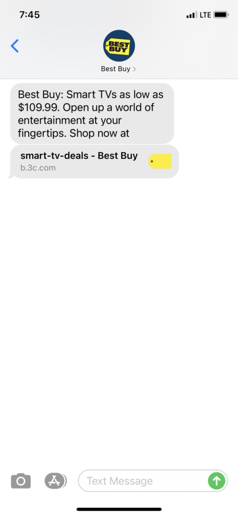 Best Buy 1 Text Message Marketing Example - 05.05.2021