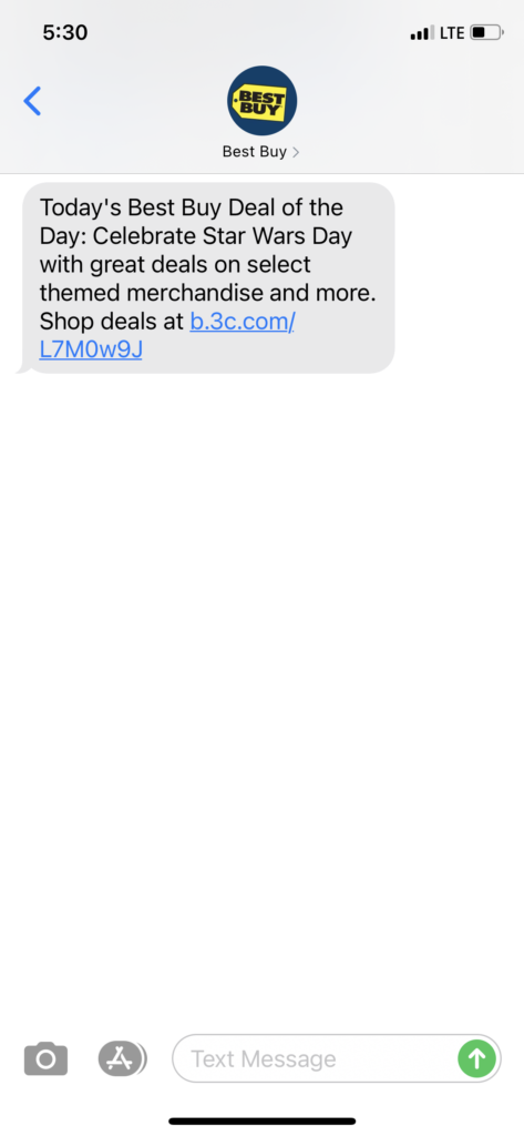 Best Buy Text Message Marketing Example - 05.04.2021