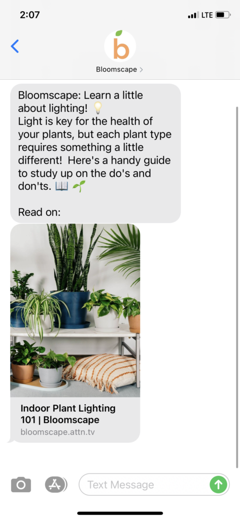Bloomscape Text Message Marketing Example - 05.13.2021
