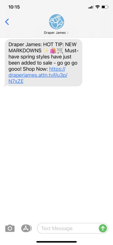 Draper James Text Message Marketing Example - 04.29.2021