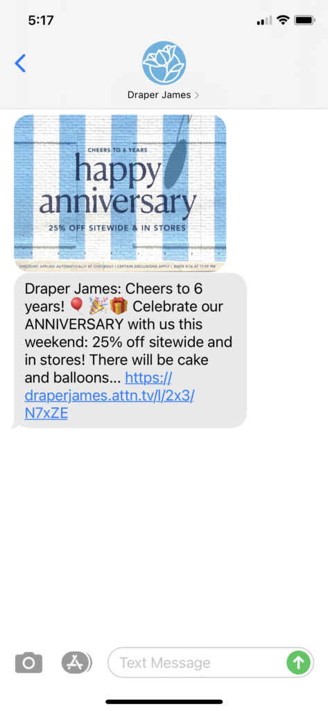 Draper James Text Message Marketing Example - 05.15.2021
