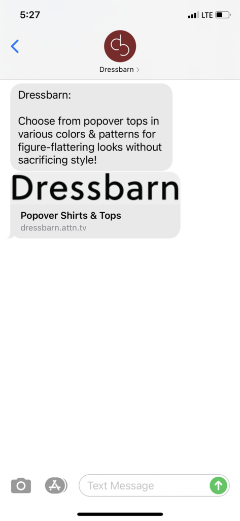 Dressbarn Text Message Marketing Example - 05.04.2021