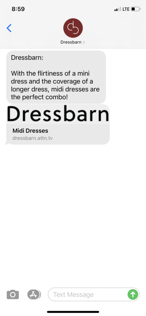 Dressbarn Text Message Marketing Example - 05.16.2021