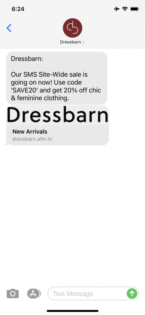 Dressbarn Text Message Marketing Example - 05.22.2021