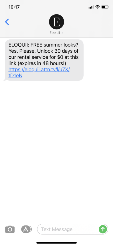 ELOQUII Text Message Marketing Example - 04.29.2021