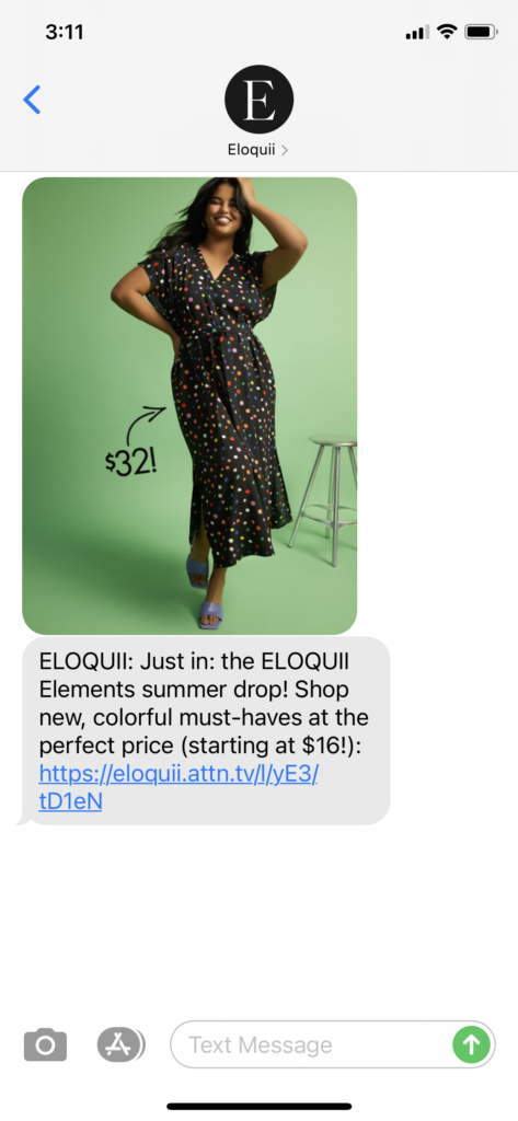 ELOQUII Text Message Marketing Example - 05.07.2021
