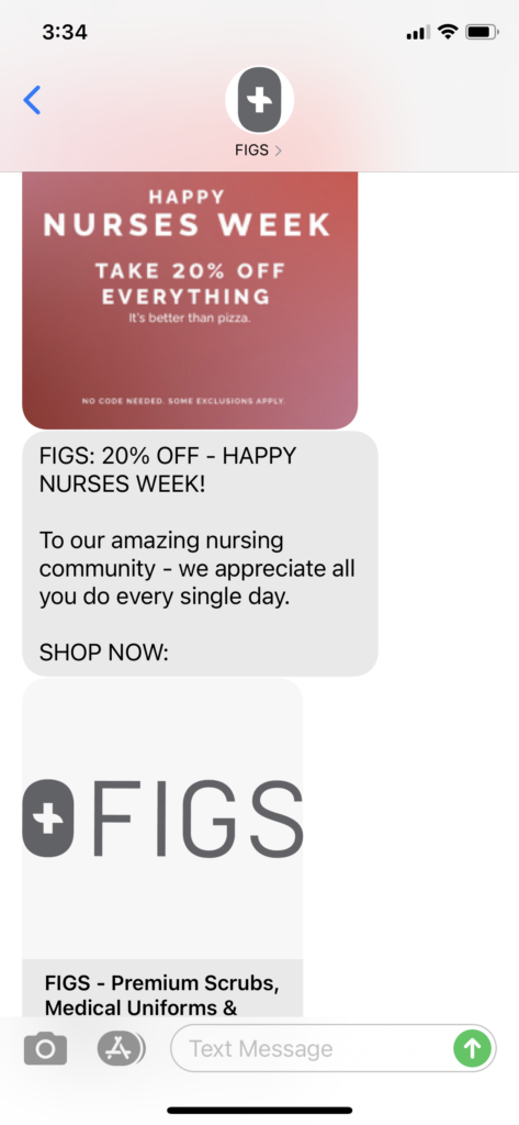 FIGS Text Message Marketing Example - 05.06.2021