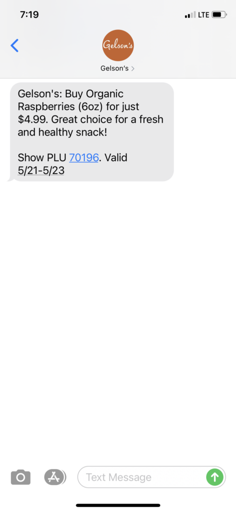 Gelson's Text Message Marketing Example - 05.20.2021