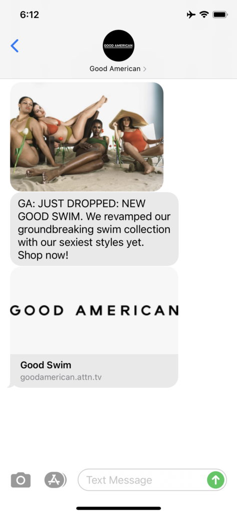 Good American Text Message Marketing Example - 05.23.2021