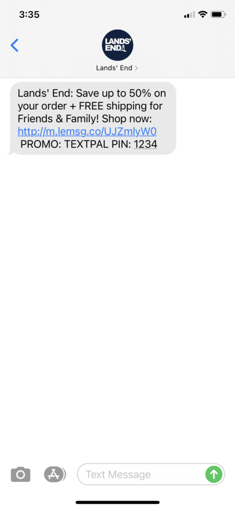 Lands' End Text Message Marketing Example - 05.06.2021
