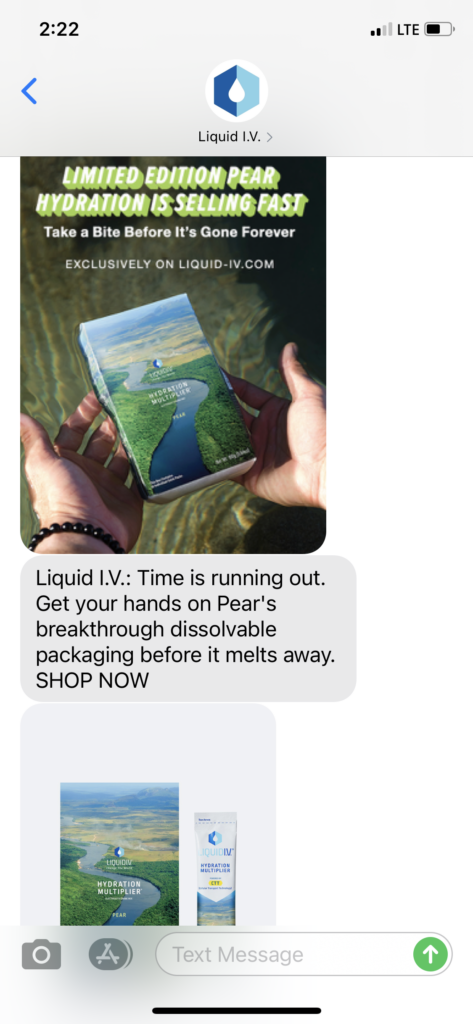 Liquid IV Text Message Marketing Example - 05.11.2021