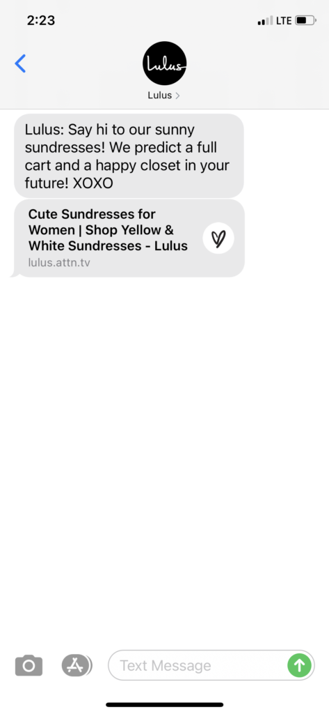 Lulus Text Message Marketing Example - 05.11.2021
