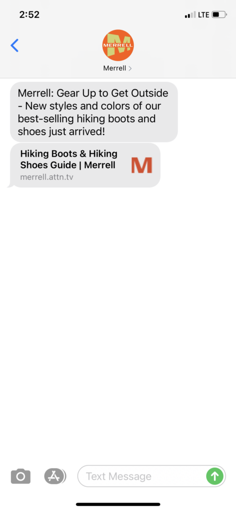 Merrell Text Message Marketing Example - 05.11.2021
