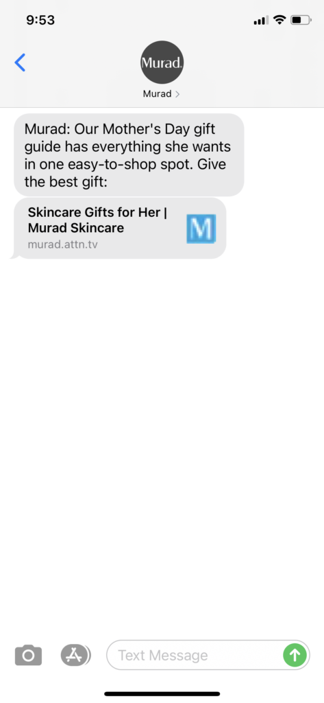 Murad Text Message Marketing Example - 05.02.2021