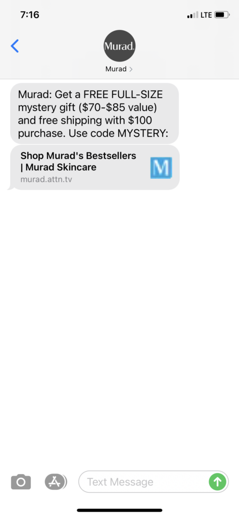 Murad Text Message Marketing Example - 05.21.2021