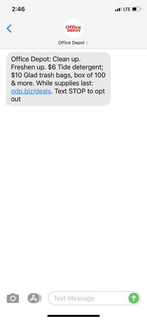 Office Depot Text Message Marketing Example - 05.11.2021