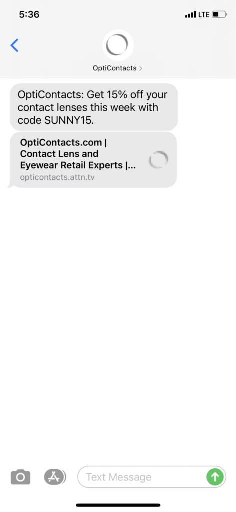 OptiContacts Text Message Marketing Example - 05.03.2021