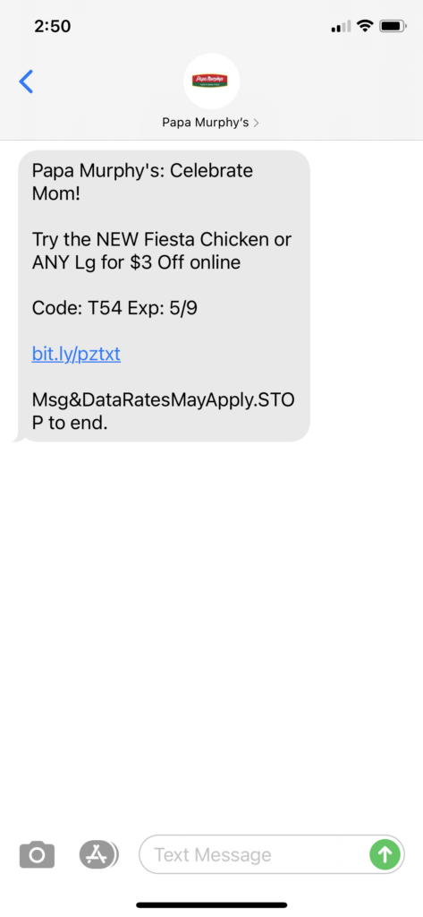 Papa Murphy's Text Message Marketing Example - 05.09.2021
