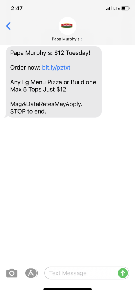 Papa Murphy's Text Message Marketing Example - 05.11.2021