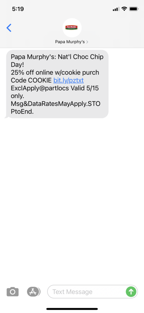 Papa Murphy's Text Message Marketing Example - 05.15.2021