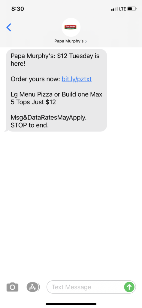 Papa Murphy's Text Message Marketing Example - 05.18.2021