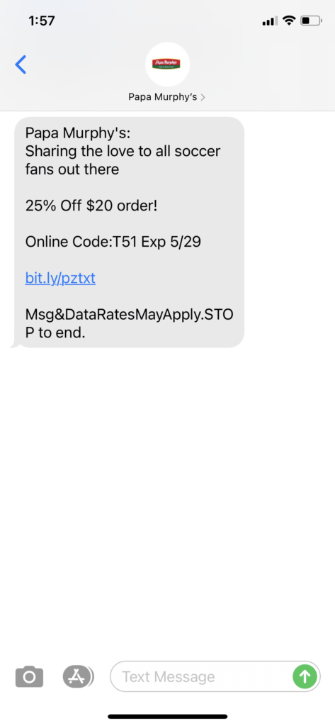 Papa Murphy's Text Message Marketing Example - 05.29.2021