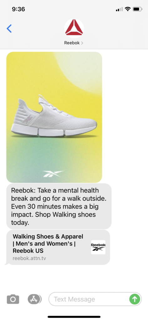 Reebok Text Message Marketing Example - 05.10.2021