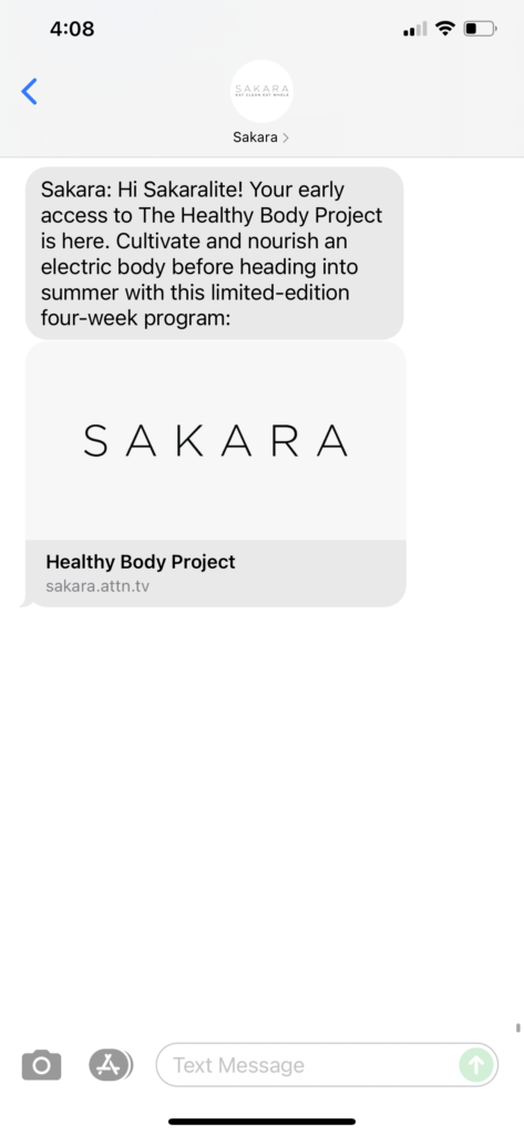 Sakara Text Message Marketing Example - 04.29.2021