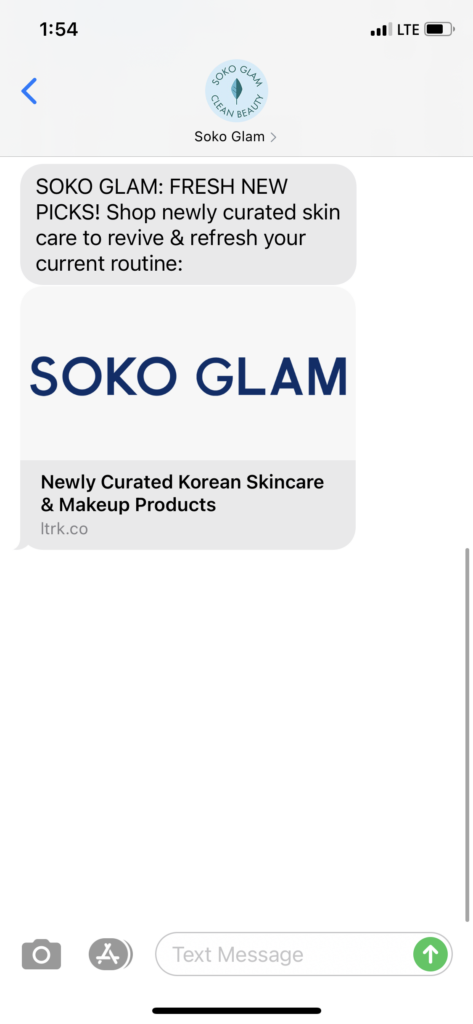 Soko Glam Text Message Marketing Example - 05.14.2021