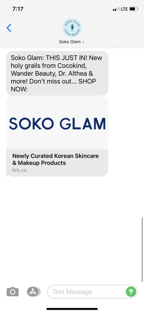 Soko Glam Text Message Marketing Example - 05.21.2021