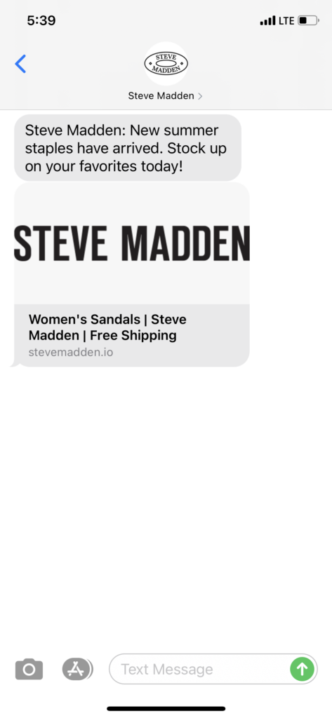 Steve Madden Text Message Marketing Example - 05.03.2021