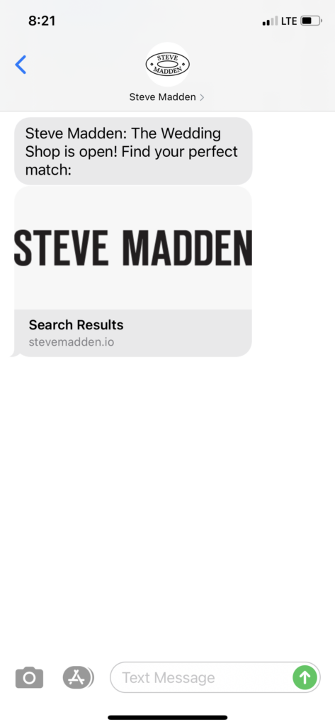 Steve Madden Text Message Marketing Example - 05.18.2021