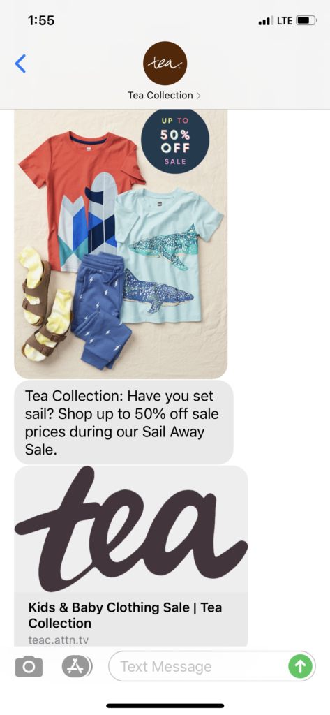 Tea Collection Text Message Marketing Example - 05.14.2021