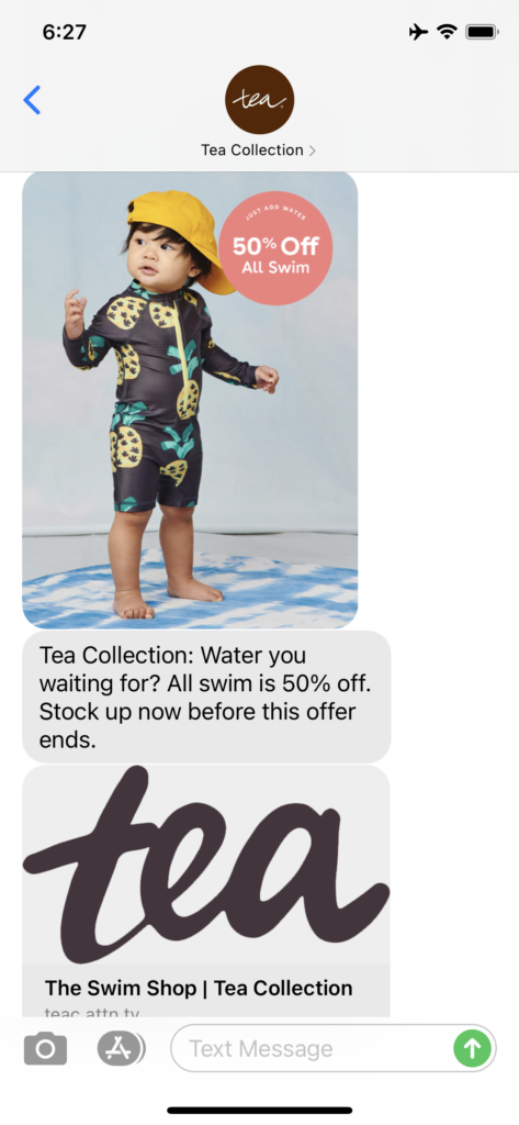 Tea Collection Text Message Marketing Example - 05.22.2021