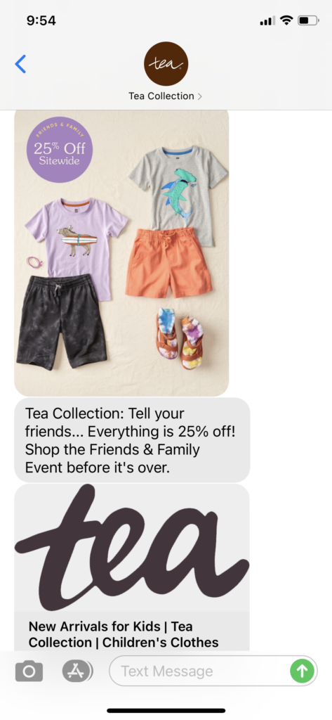 Tea Collections Text Message Marketing Example - 05.02.2021