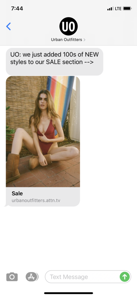 Urban Outfitters Text Message Marketing Example - 05.05.2021