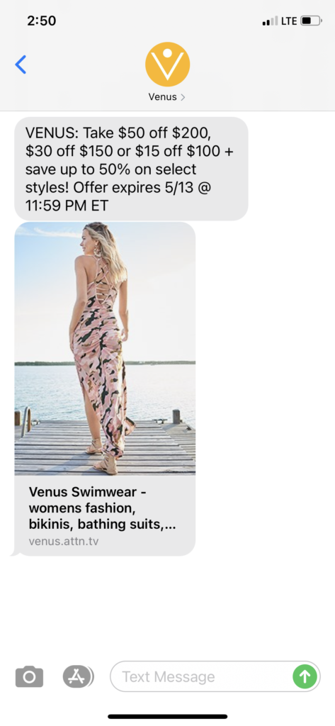 Venus Text Message Marketing Example - 05.11.2021