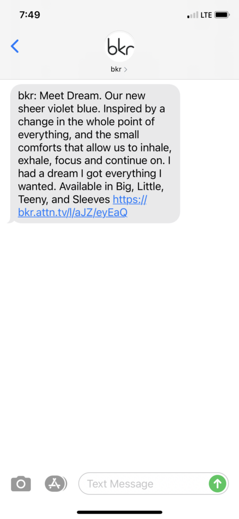 bkr Text Message Marketing Example - 05.05.2021