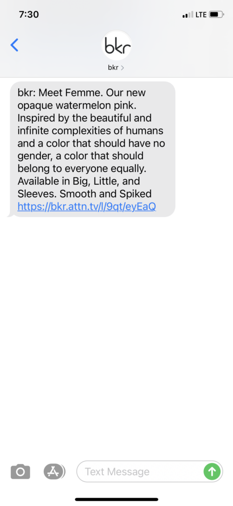 bkr Text Message Marketing Example - 05.20.2021