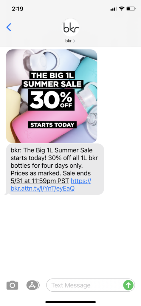 bkr Text Message Marketing Example - 05.28.2021