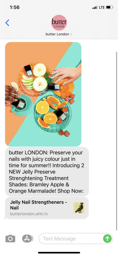 butter London Text Message Marketing Example - 05.14.2021